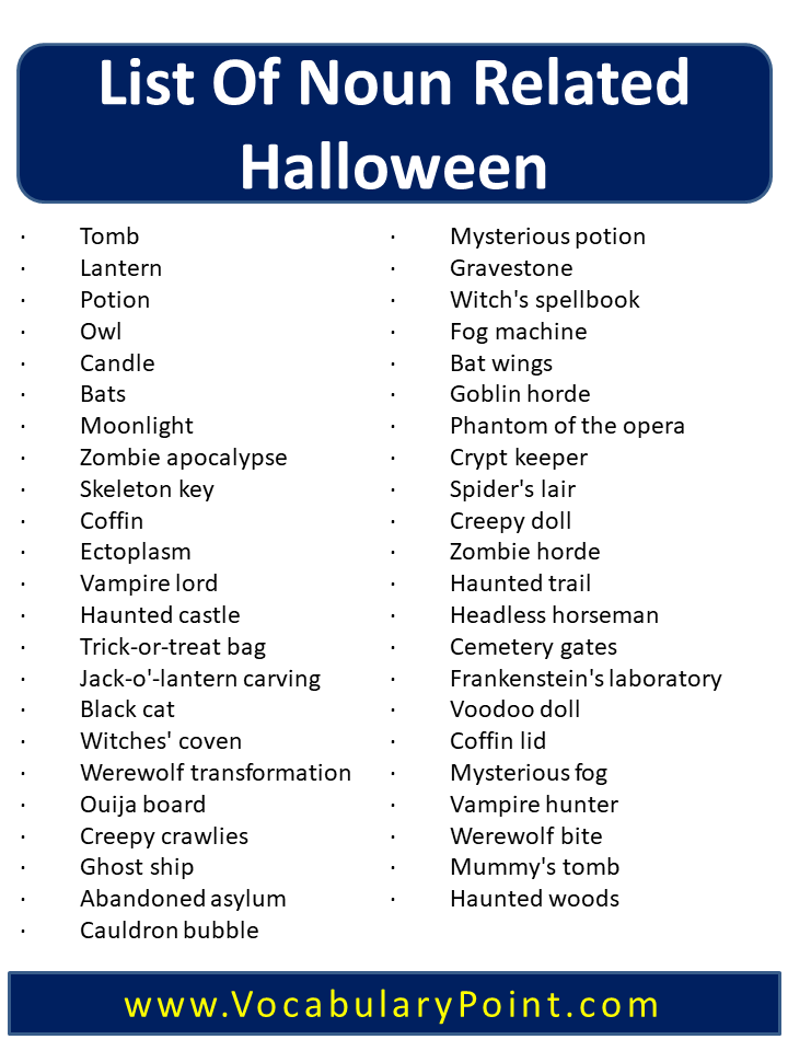 List Of Noun Related Halloween