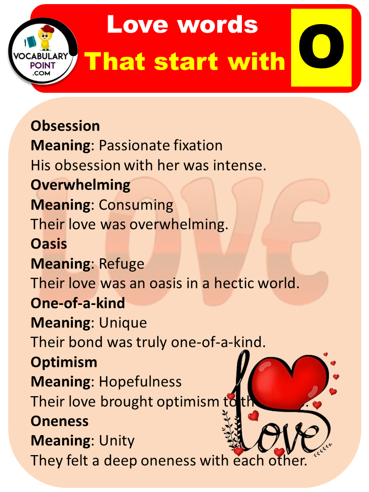 Love Words That Start With O