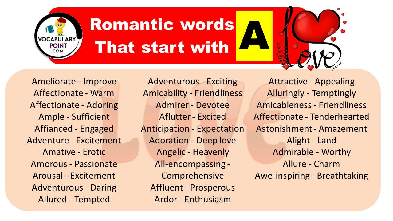 Romantic words That start with A