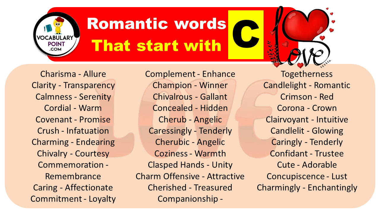 Romantic words That start with C