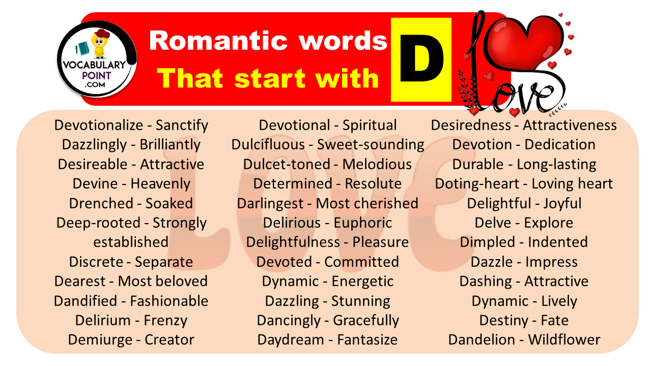 Romantic words That start with D