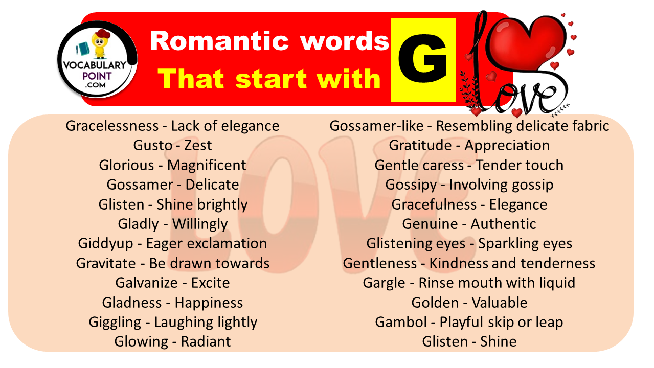 Romantic words That start with G