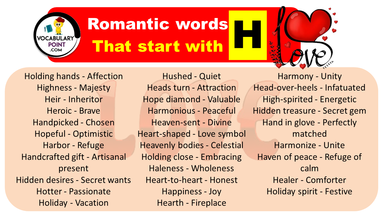 Romantic words That start with H