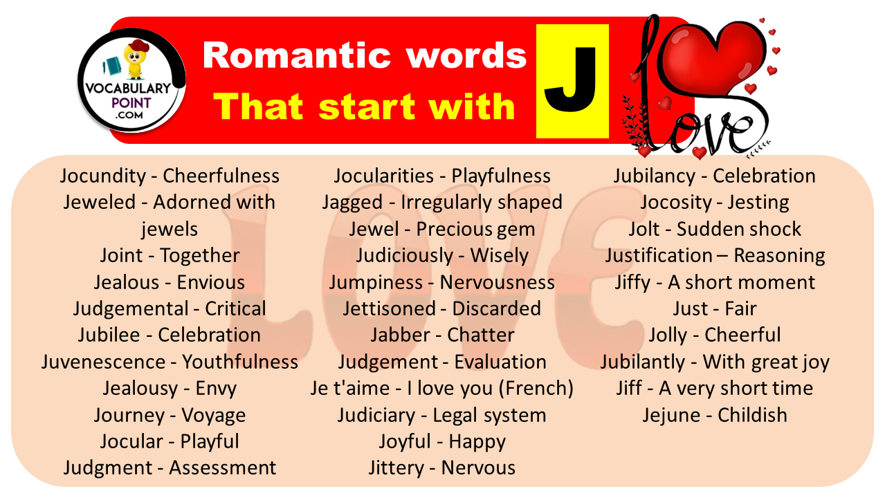 Romantic words That start with J