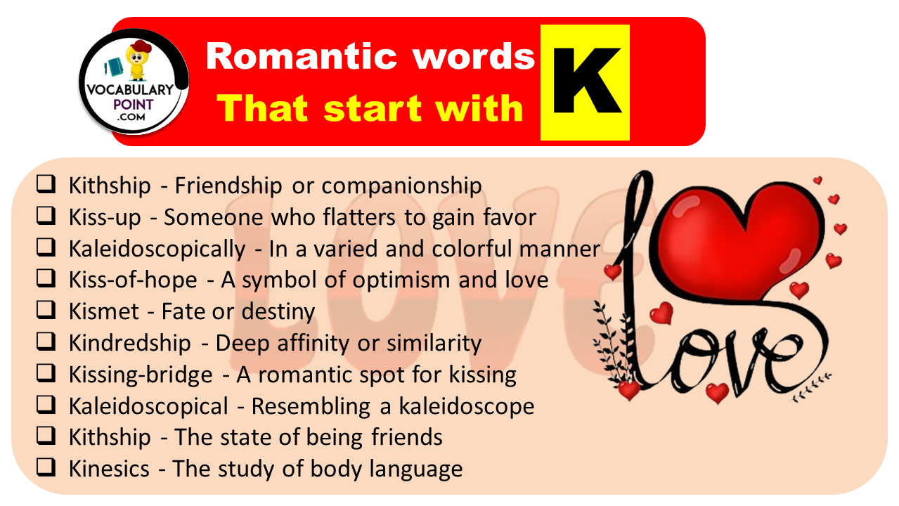 Romantic words That start with K