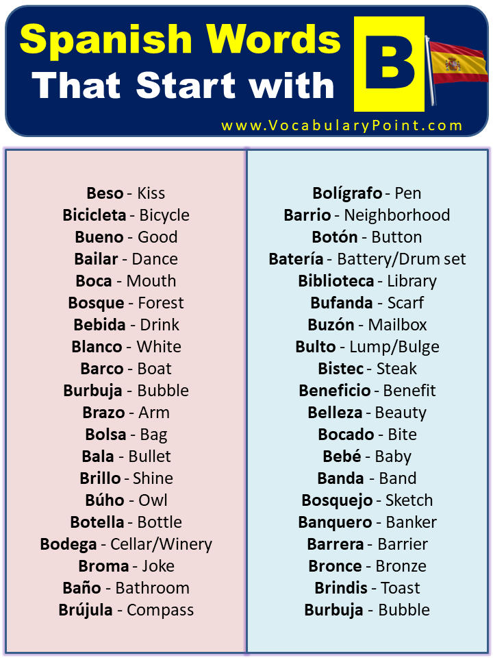 Spanish Adjectives That Start With B