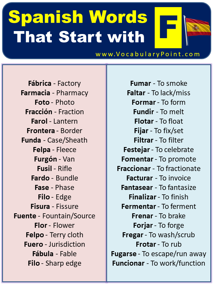 Spanish Nouns that Start with F