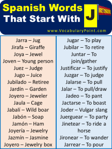 200 + Spanish Words That Start With J (Nouns, Verbs & Adjectives ...