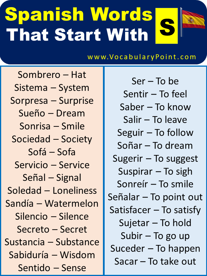 400 Spanish Words That Start With S (Nouns, Verbs & Adjectives ...