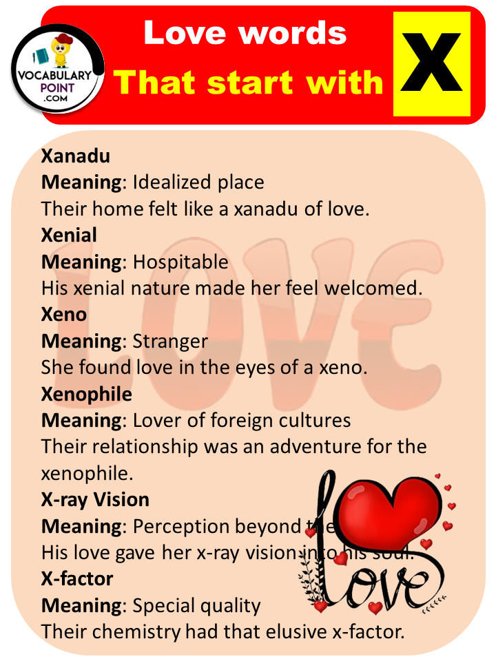 Love Words That Start With X