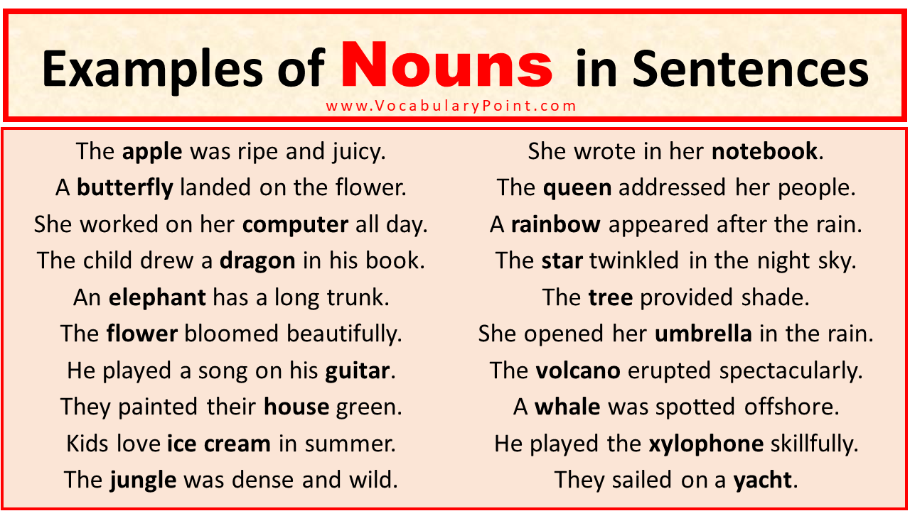 120+ Examples of Nouns in Sentences