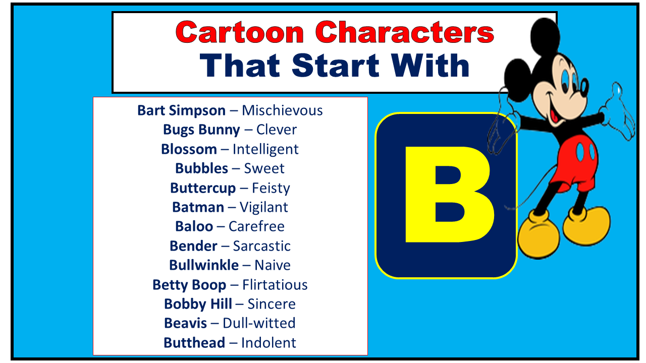 Cartoon Characters That Start With B (Disney & Funny) - Vocabulary Point