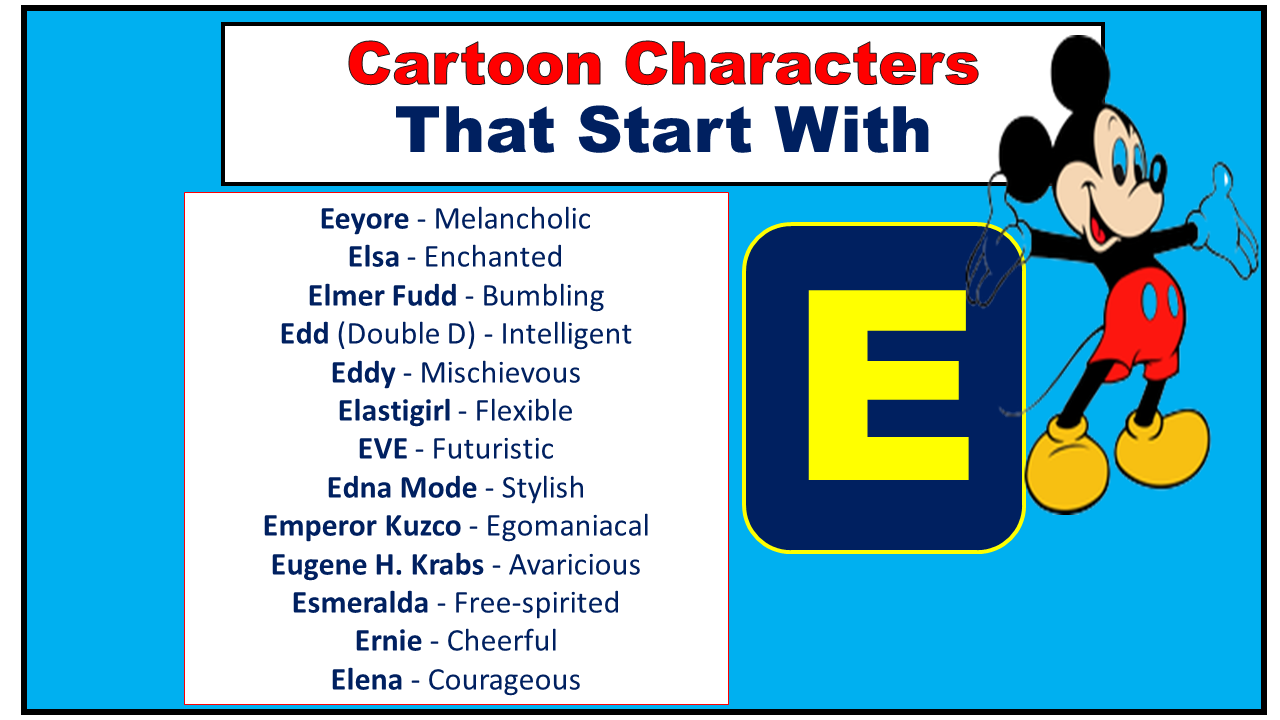 Cartoon Characters That Start With E