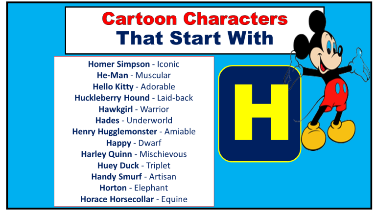 Cartoon Characters That Start With H (Disney & Funny) - Vocabulary Point