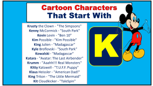 Cartoon Characters That Start With K (Disney & Funny) - Vocabulary Point