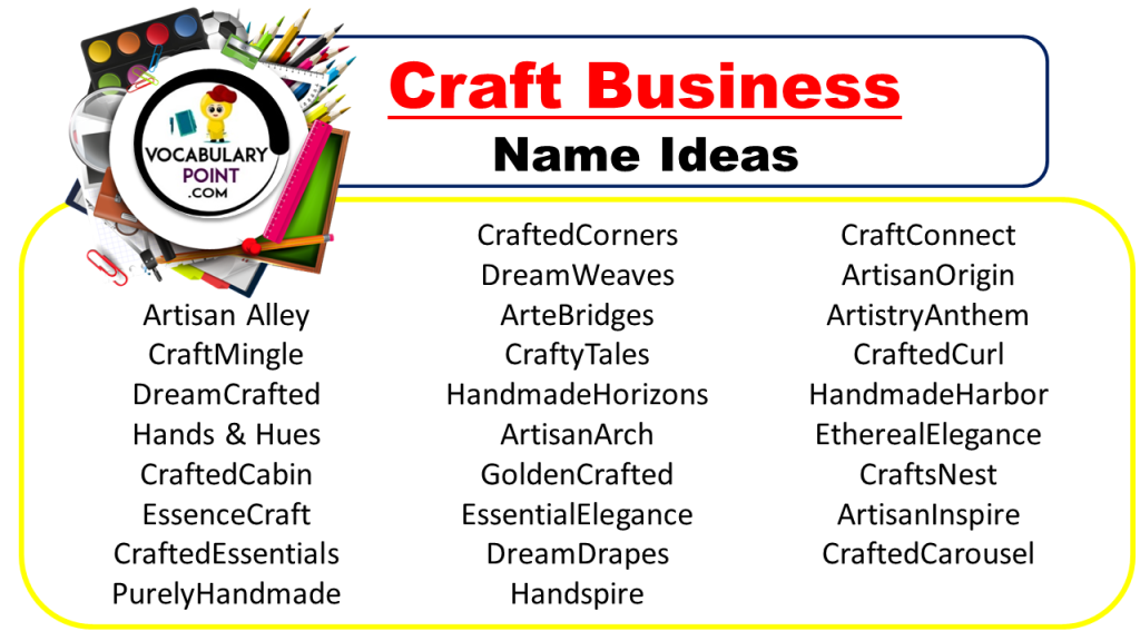 470+ Craft Business Name Ideas (Creative, Cute And Catchy)   Vocabulary