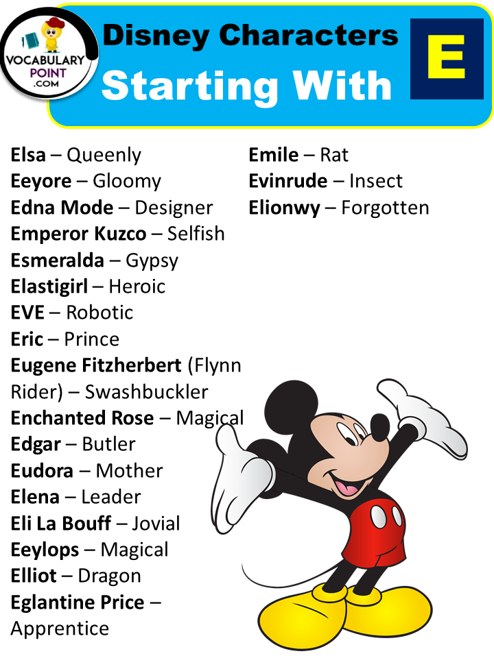 Disney Characters Starting With E