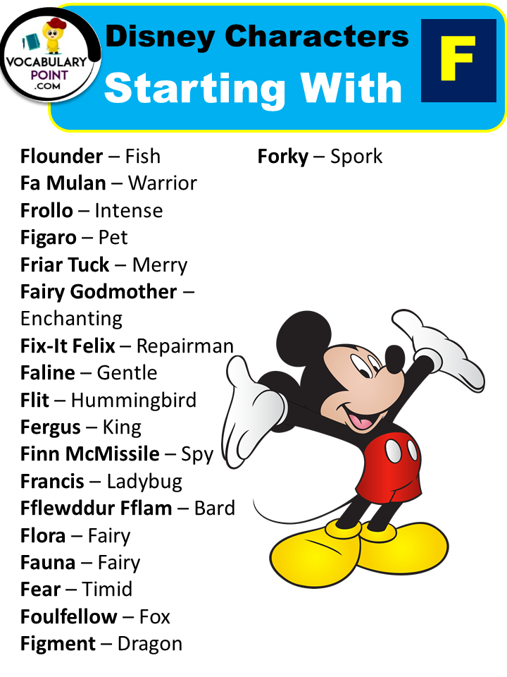 Disney Characters Starting With F