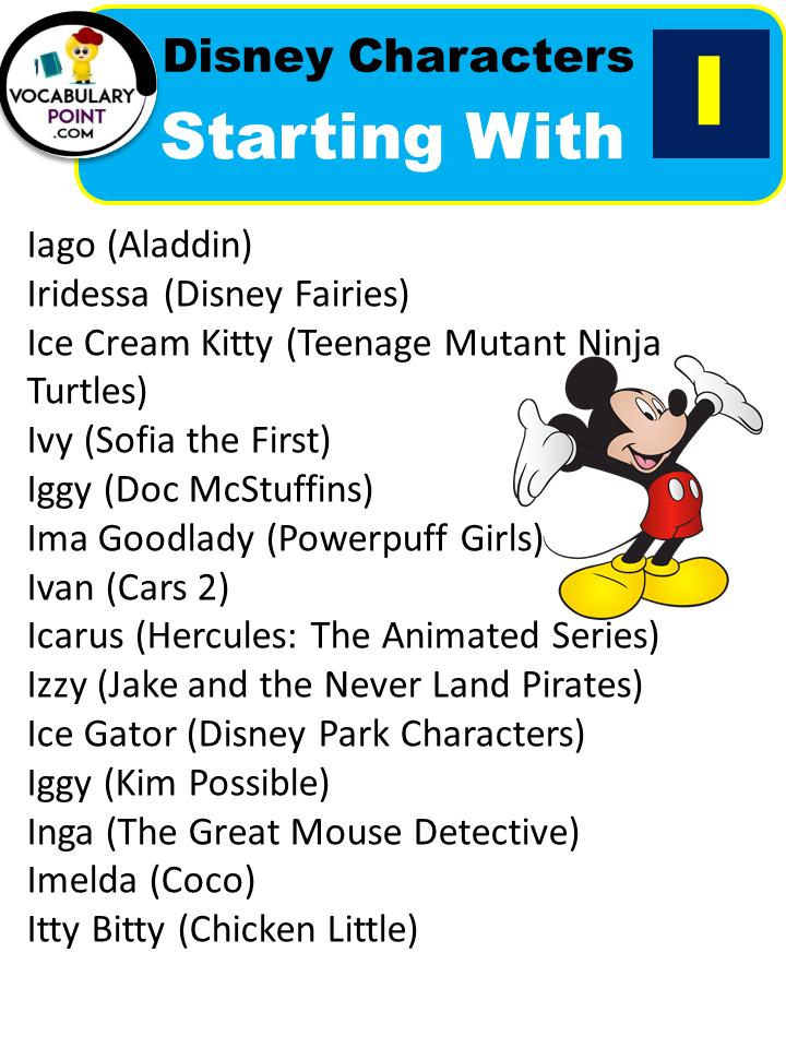 Disney Characters Starting With I