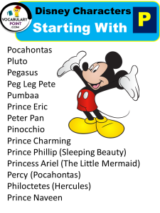 Cartoon Characters That Start With P (Disney & Funny) - Vocabulary Point