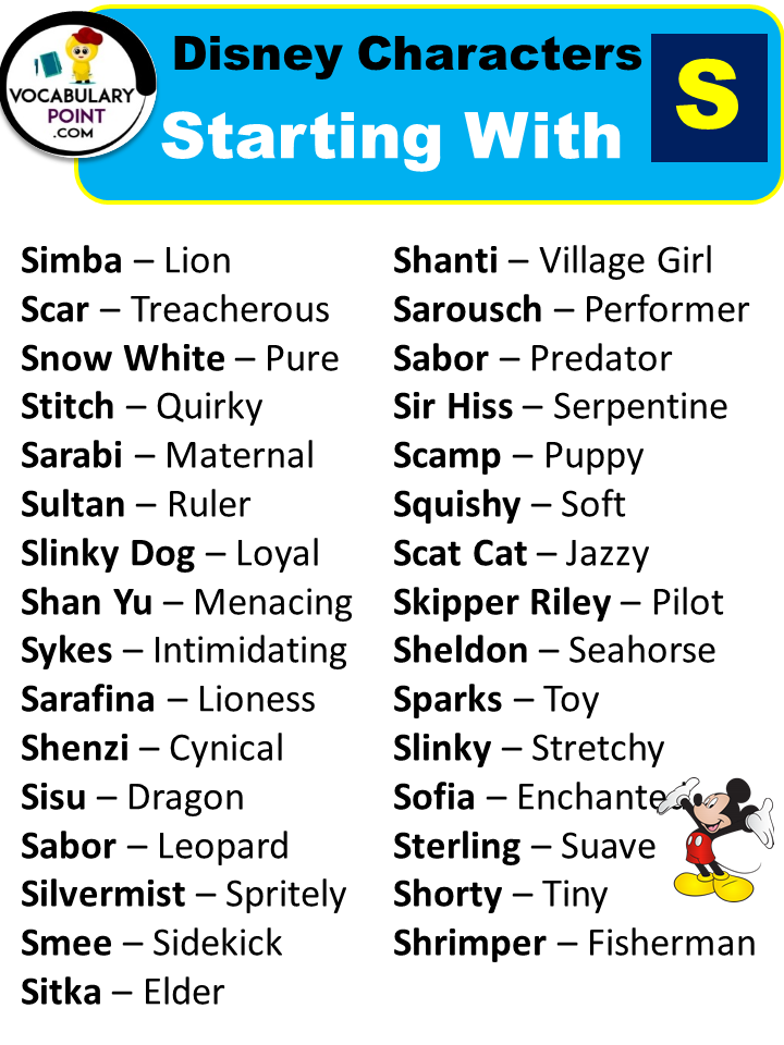 Disney Characters Starting With S