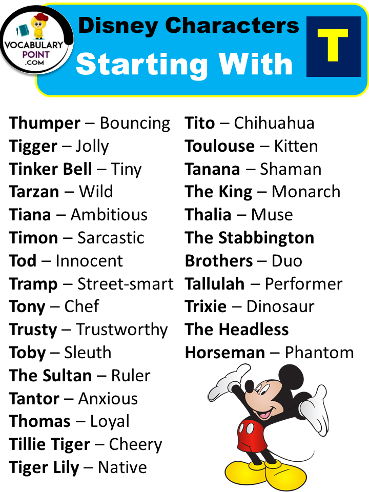 Disney Characters Starting With T
