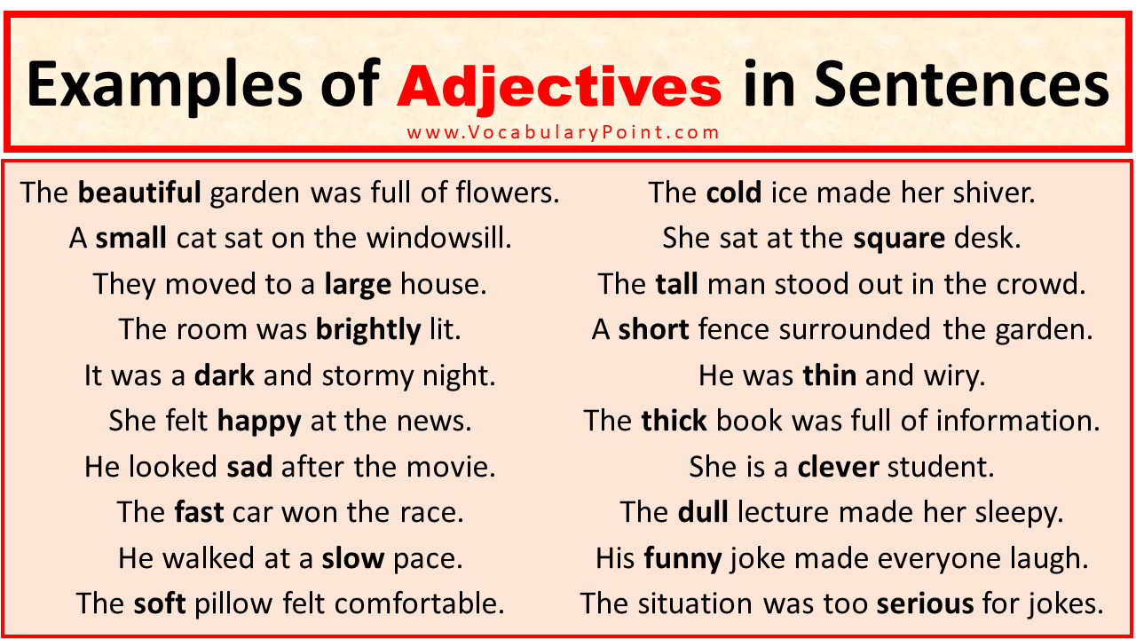 Examples of Adjectives In Sentences