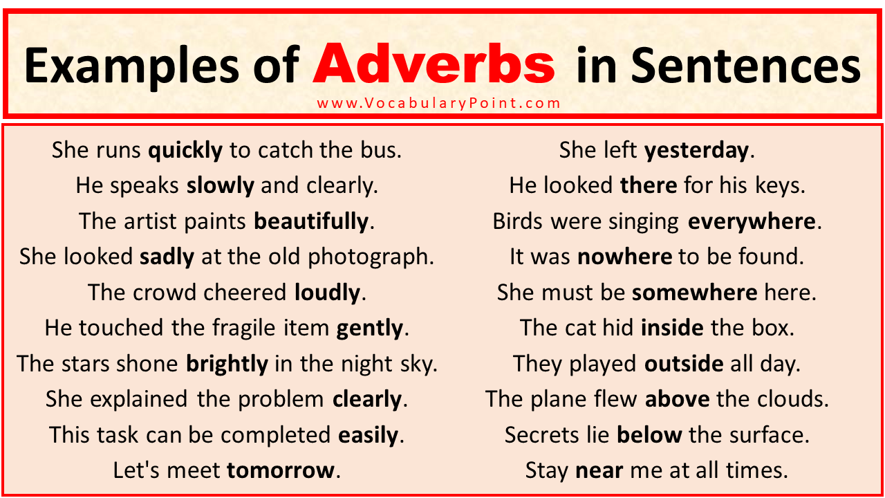 Examples of Adverbs In Sentences