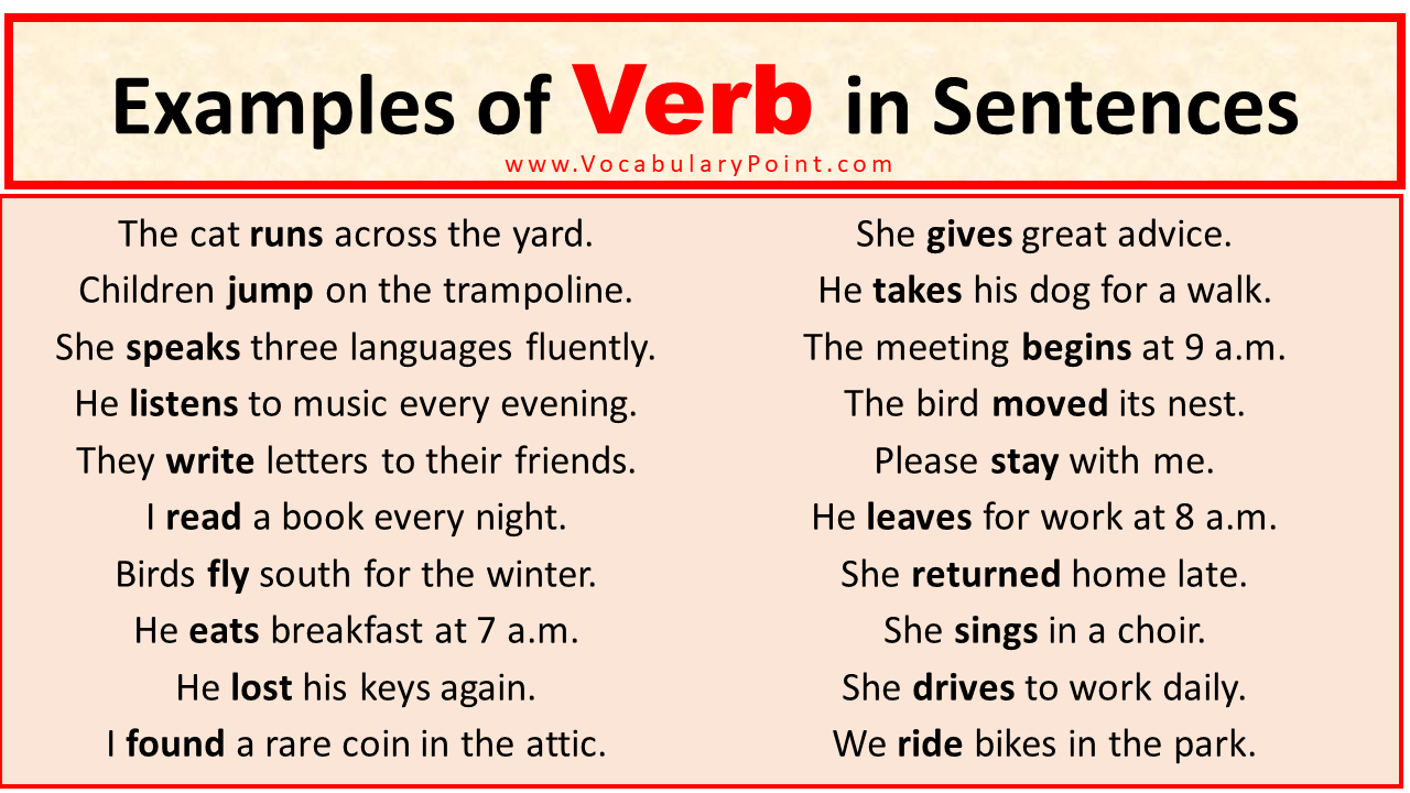 Examples of Verb In Sentences