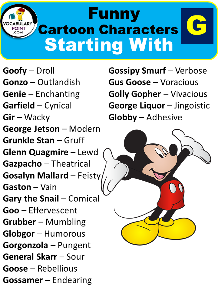 Funny Cartoon Characters Starting With G