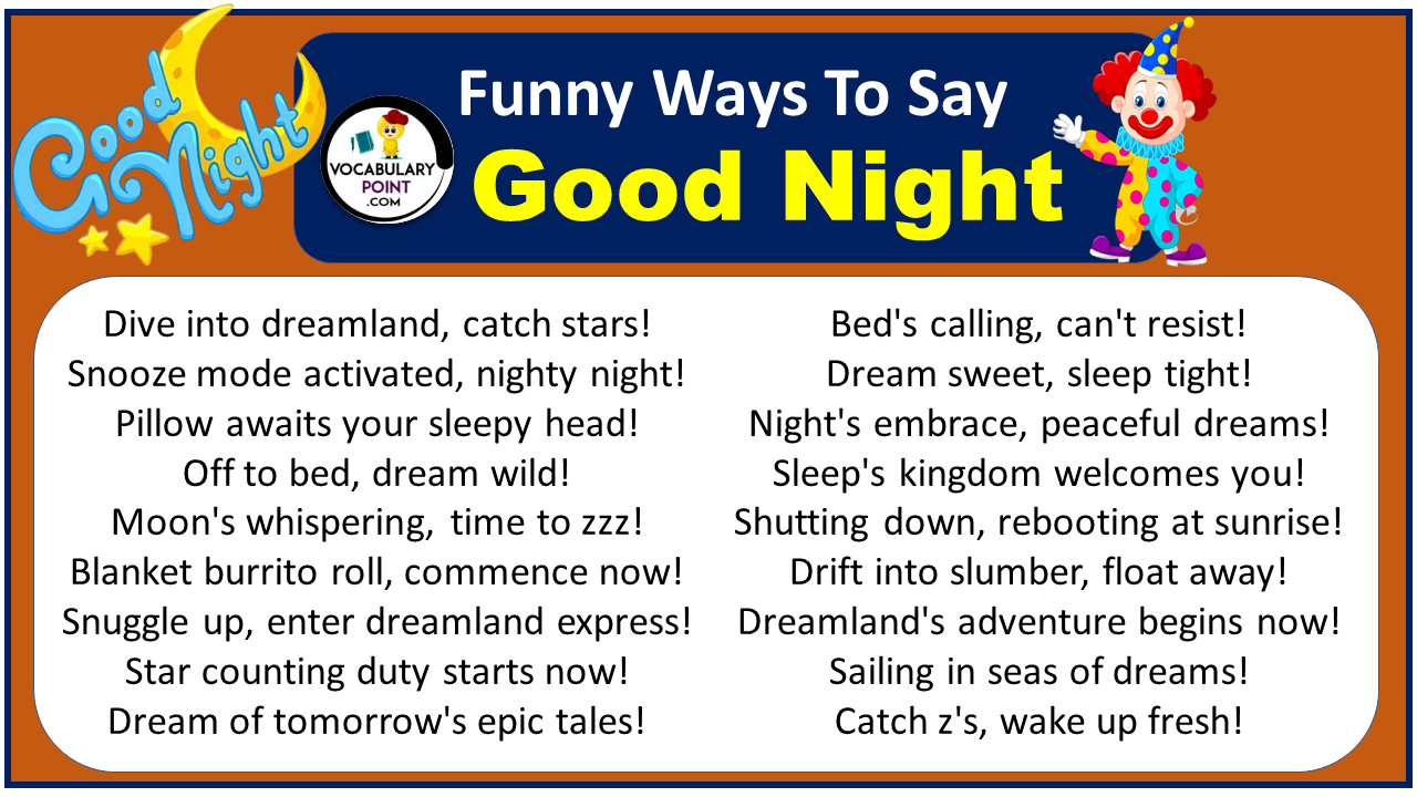 Funny Ways To Say Good Night Good Night To Your Crush Vocabulary Point