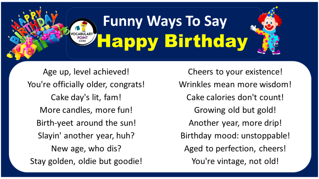 250 Funny Ways To Say Happy Birthday Vocabulary Point