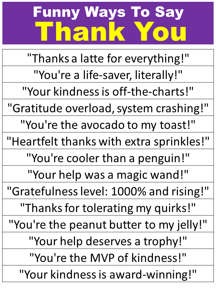 Funny Ways To Say Thank You In A Card