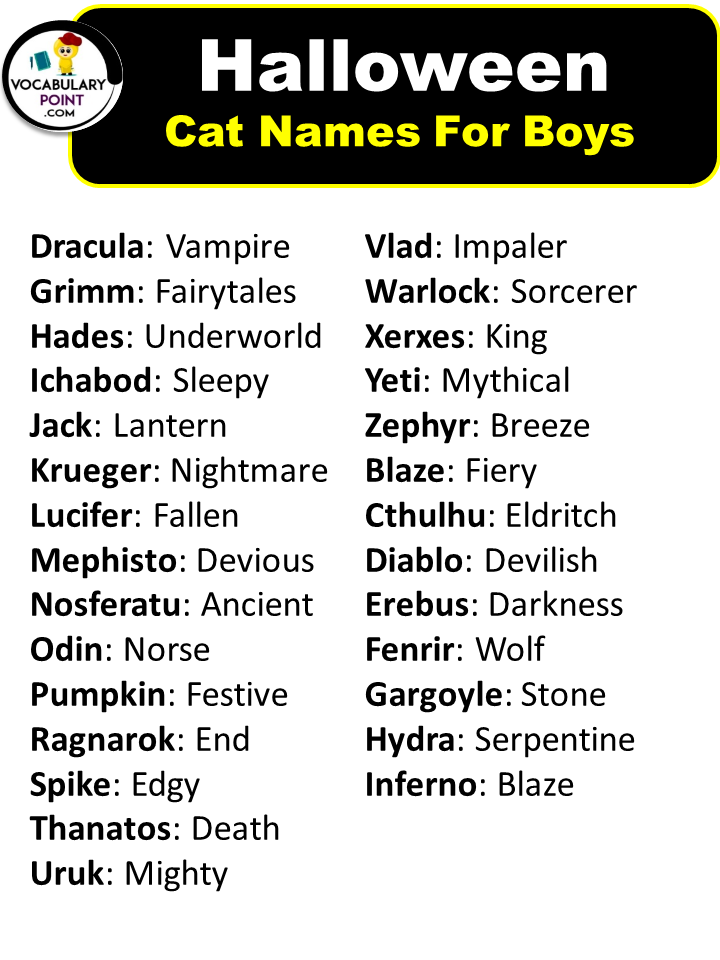 250 Best Halloween Cat Names Spooky Badass With Meaning Vocabulary 