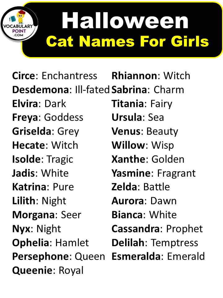 Halloween Cat Names For Girls
