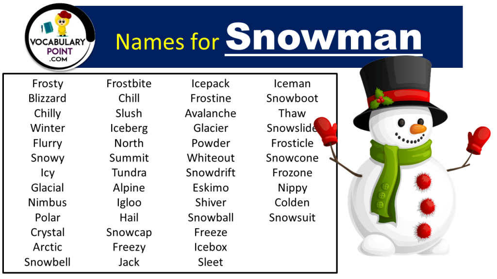 Funny Names For Snowman Cute Cool And Classic Vocabulary Point