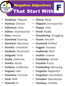 Negative Words That Start With F (Negative Adjectives) - Vocabulary Point