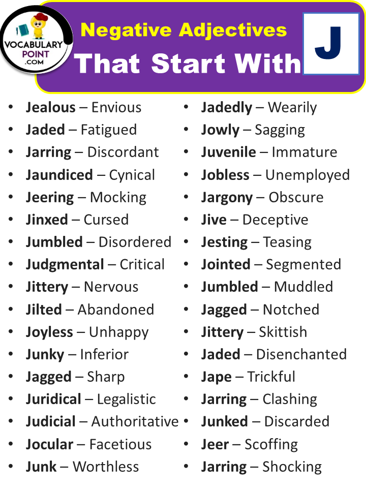 Negative Words That Start With J (Negative Adjectives with J ...