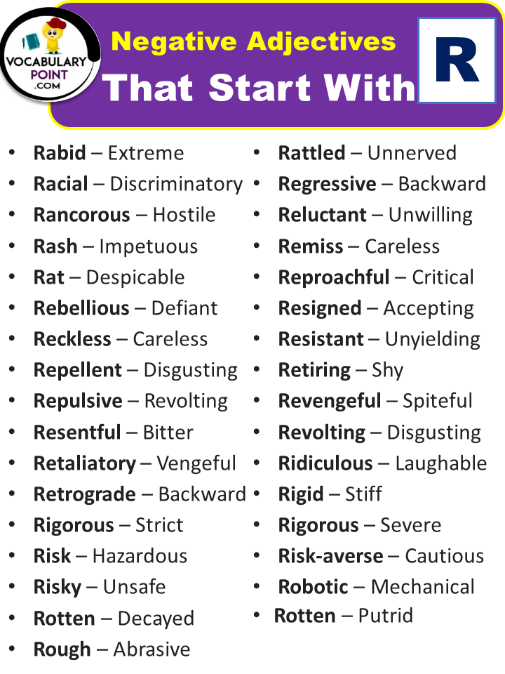 Negative Adjectives That Start With R