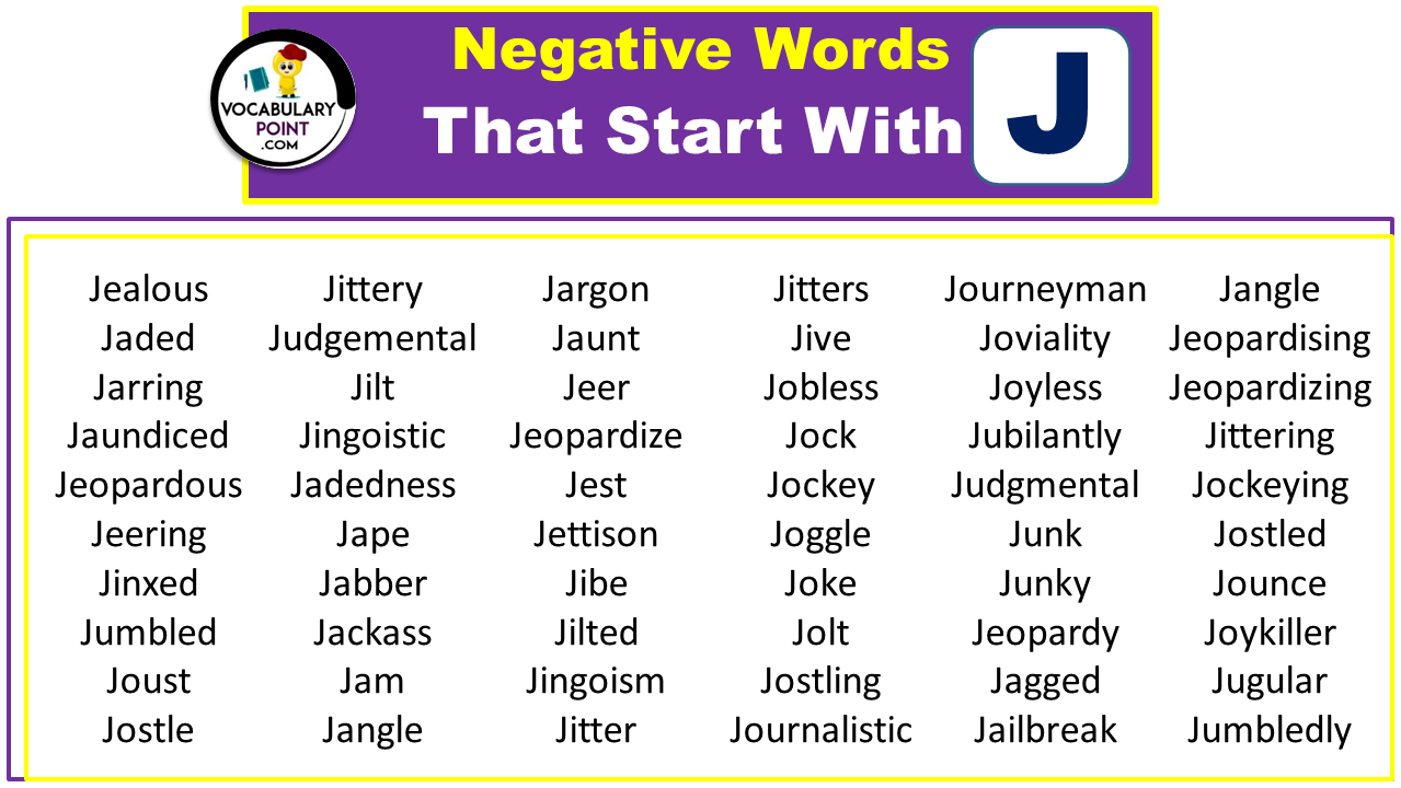 Negative Words That Start With J