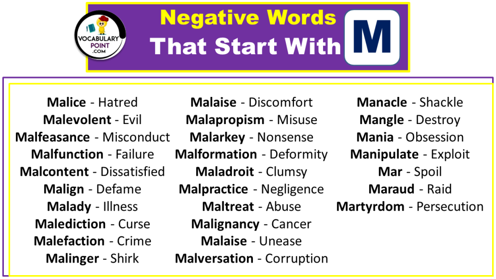 Negative Words That Start With M (Negative Adjectives) - Vocabulary Point