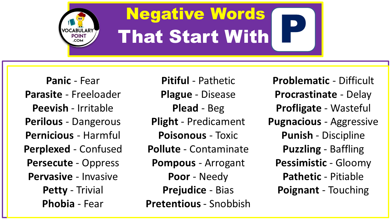 Negative Words That Start With P