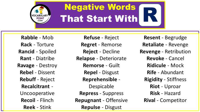 Negative Words That Start With R (Negative Adjectives) - Vocabulary Point