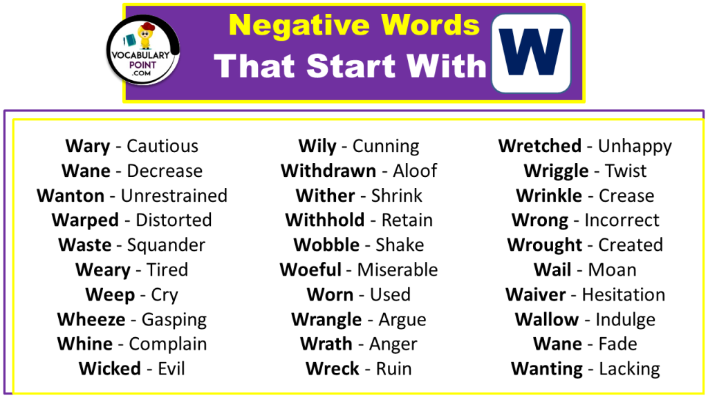 Negative Words That Start With W (Negative Adjectives) - Vocabulary Point