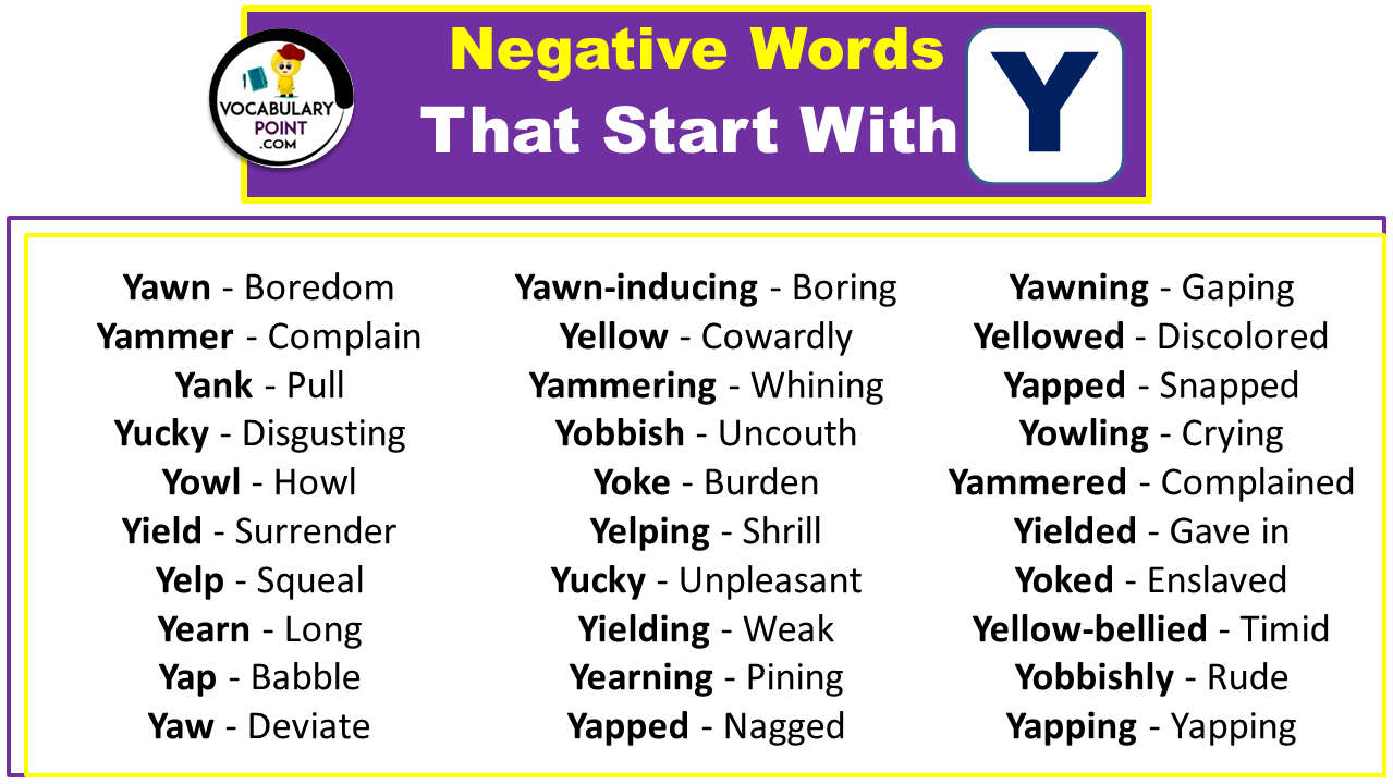 Negative Words That Start With Y
