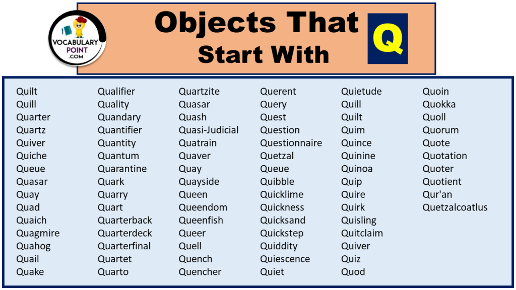 6oo+ Objects That Start With Q (For Kids & Beginners) - Vocabulary Point