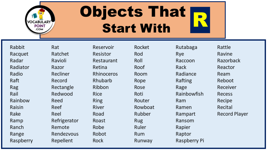 6oo+ Objects That Start With R (For Kids & Beginners) - Vocabulary Point
