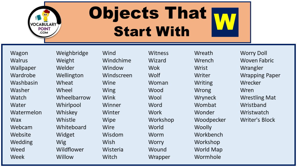 6oo+ Objects That Start With W (For Kids & Beginners) - Vocabulary Point