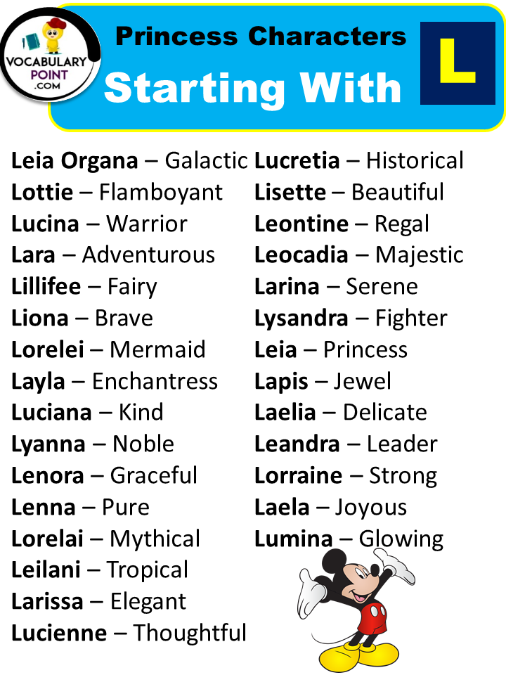 Princess Characters Starting With L