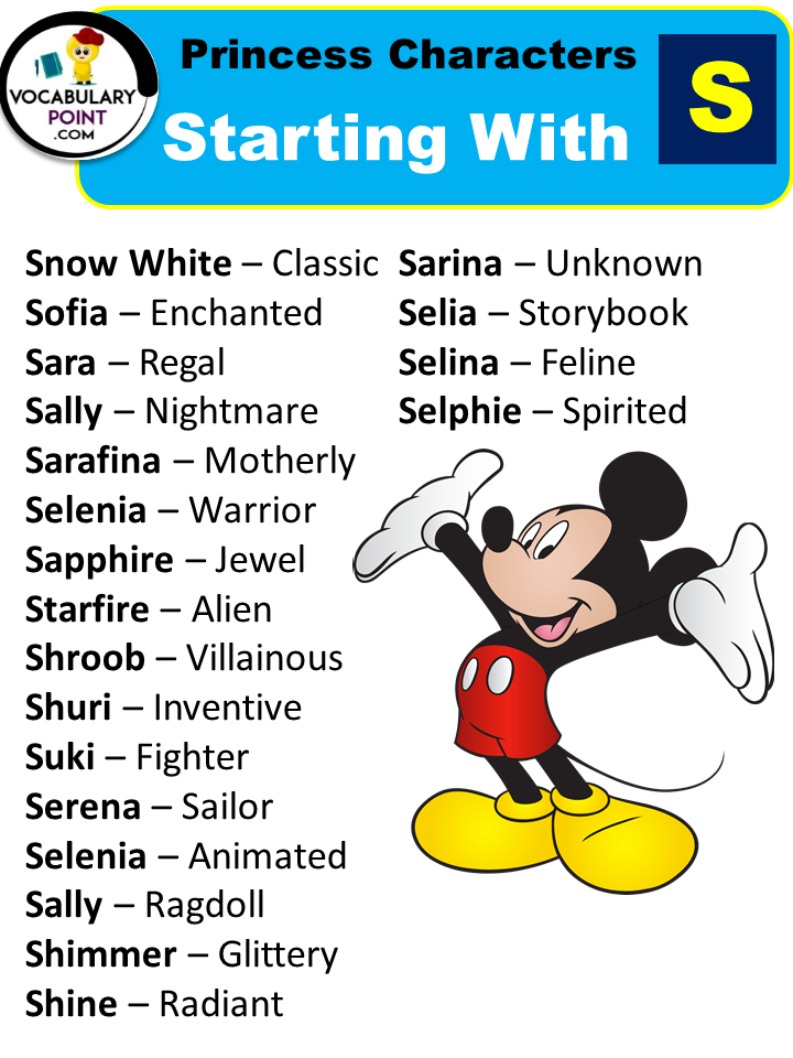 Princess Characters Starting With S